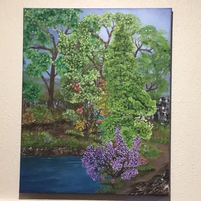 Spring Walk. 16 x 20 Original signed oil painting on stretched canvas. Bring some spring to your home.
