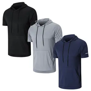 【Purchase One Size Large】1/3 Pack Men's Casual Short Sleeve Shirts Fashion Quick Dry Moisture Wicking Streetwear Sweatshirt Athletic Hoodies Pullover Tops Menswear