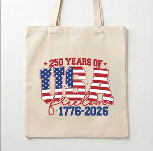 [Ship From US] - USA 250 Years Freedom Canvas Tote Bag – 1776–2026 Patriotic American Flag Shopper