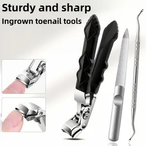 3pcs Professional Nail, Manicure & Foot Care Set, Nail Clipper Kit, Large Opening Anti-Splash Clippers, Safety Lock, Sharp Durable Tools, Stainless Steel