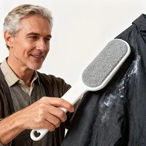 1 Two-in-One Double-Sided Electrostatic Hair and Dust Remover with Powerful Manual Electrostatic Technology. Multi-functional double-sided hair comb, dust and hair remover, cat hair cleaning brush. Designed for manual electrostatic cleaning. Suitable for