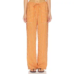 La Ligne Drawstring Pull On Pant in Apricot Stripe