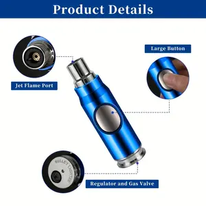 [Adjustable Butane Lighter] JOBON'S Windproof Adjustable Butane Lighter | Blue Flame, Easy To Carry | For Kitchen Cooking, Barbecue, Camping And Family Travel