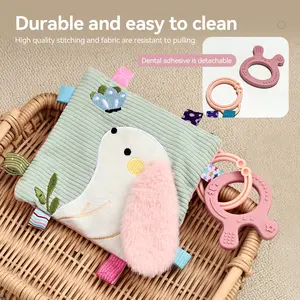 Baby Rabbit Teething Rattle & Soothing Towel, Early Educational Toy for Oral Stage, Soft, Bite-Safe & Sound Making