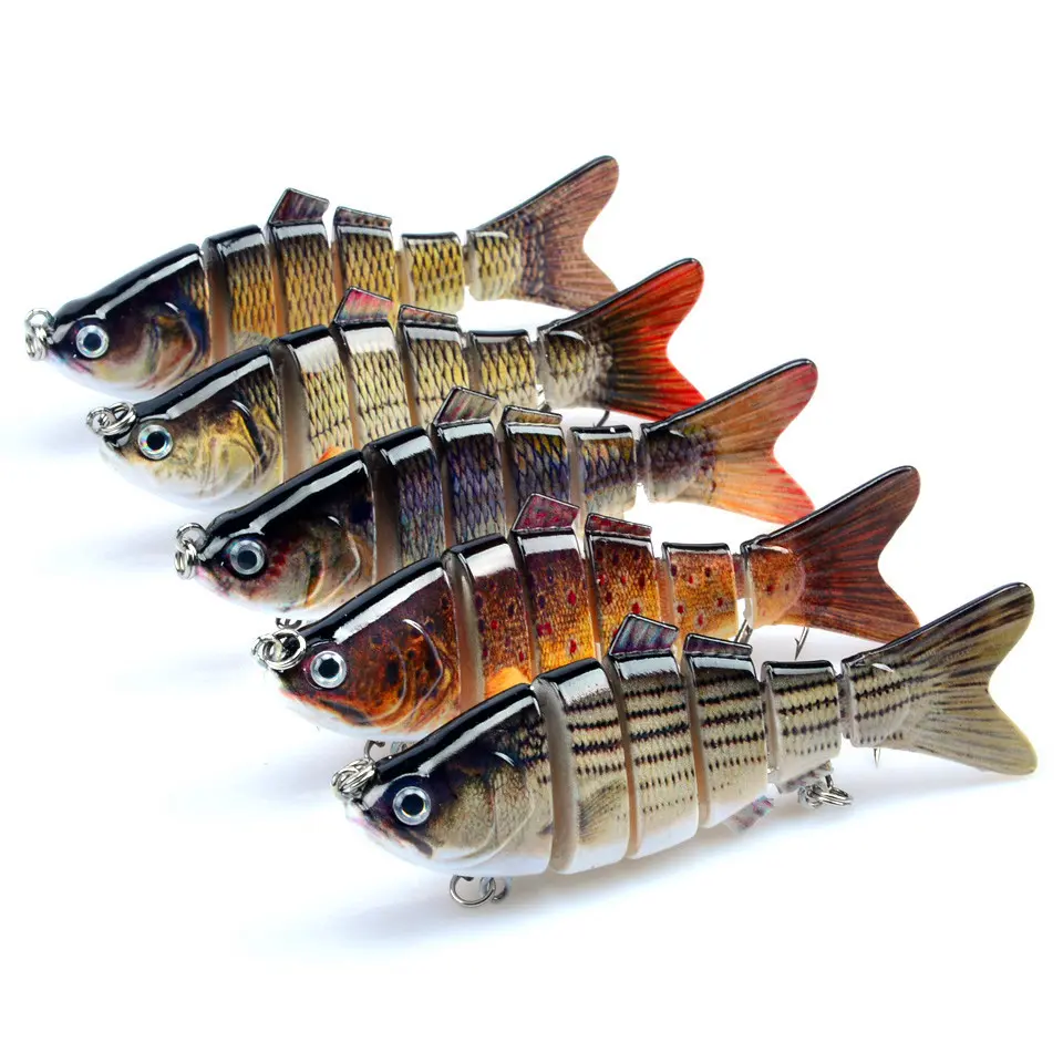 Multi-Section Fishing Lure,Lifelike Hard Bait with 3D Eyes & Sharp Treble Hooks,Slow Sinking Artificial Lures for Bass Trout,Fishing Tackle