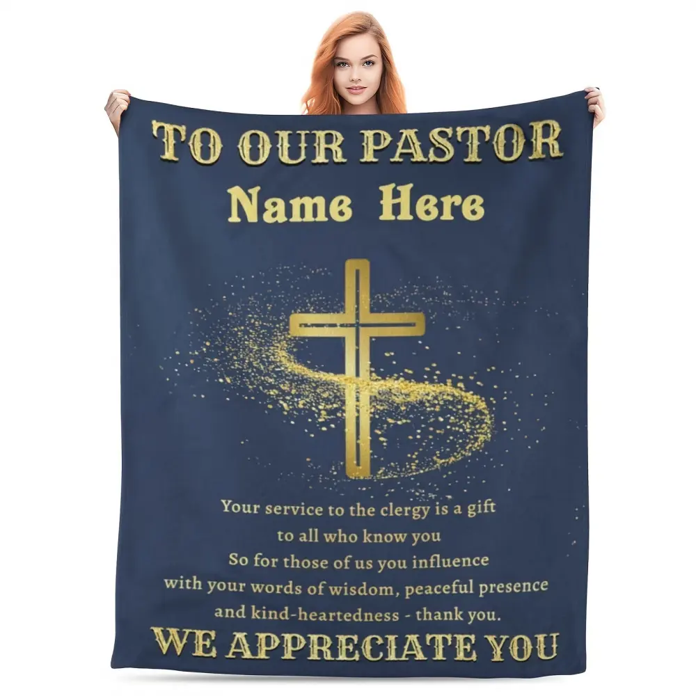 1pc Personalized Fleece Pastor Gift - 280Gsm Durable Warm Blanket for Men, Prayer Use, Anywhere Cozy, Camping, Couches & Beds (Home Decor Tapestry)