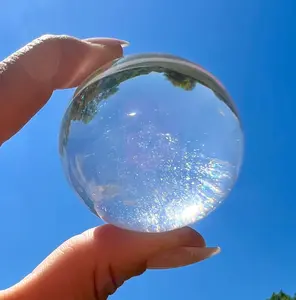 Clear Quartz Sphere (Grade A) Polished Crystal Ball - Hand Carved Clear Quartz - Rainbow Clear Quartz