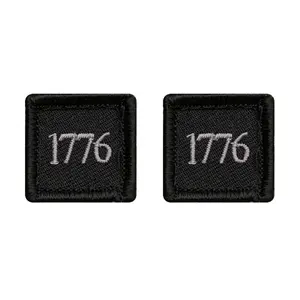 1776 American Independence Hook Fastener Patch (1.0 X 1.0 2PC Set-BLK)