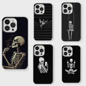 Quirky skull-themed dark style phone case, punk and individualistic shockproof protective cover,for iPhone 16/15/14/13/12/11/17 ProMax Plus for Samsung phones, suitable for both men and women,  Perfect Gift for Women Men.A gift a unique and trendy design.