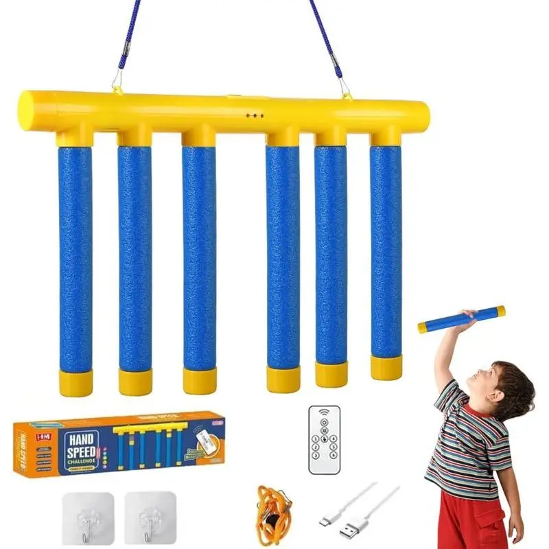Reflex Challenge Game Toy - Family Fun Hand-Eye Coordination Training Toy with 3 Adjustable Speed Settings, Upgraded Remote Control and Catching Sticks, Family Fun Game, Toys