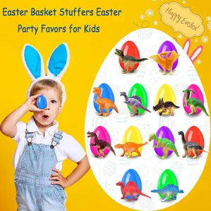 24 PCS Prefilled Easter Eggs with Dinosaur Toys – Easter Basket Stuffers, Egg Hunt Fillers, Kids Party Favors, Classroom Prizes & Easter Gifts