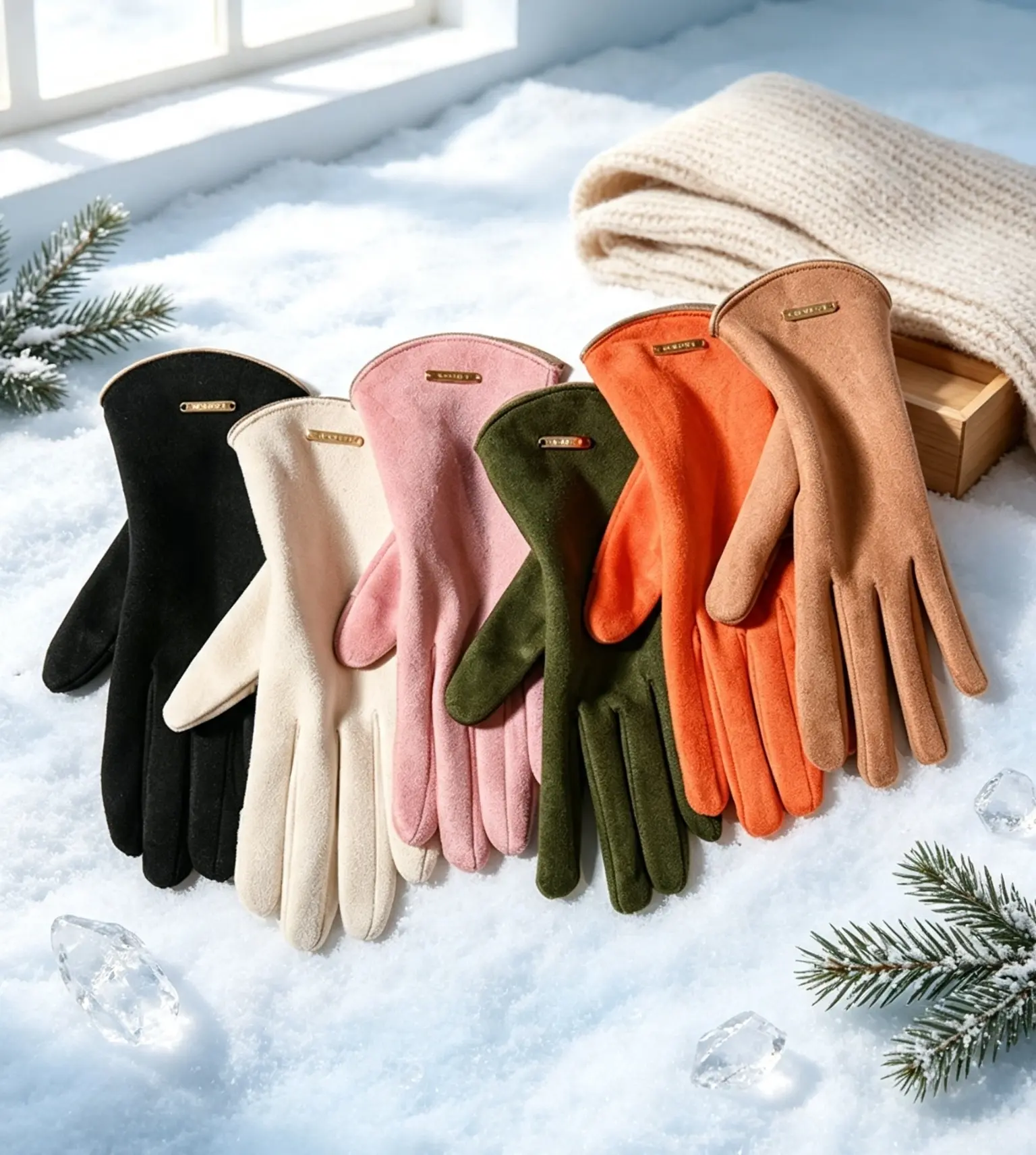 Women's Winter Thermal Sports Gloves (1 or 2 Pairs) - Fleece-Lined, Thick, Touchscreen-Compatible Faux Suede, Suitable for Cycling, Driving