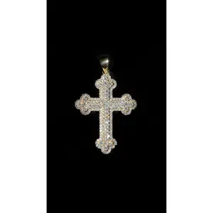 VVS gold Moissanite Iced Out Cross Pendant