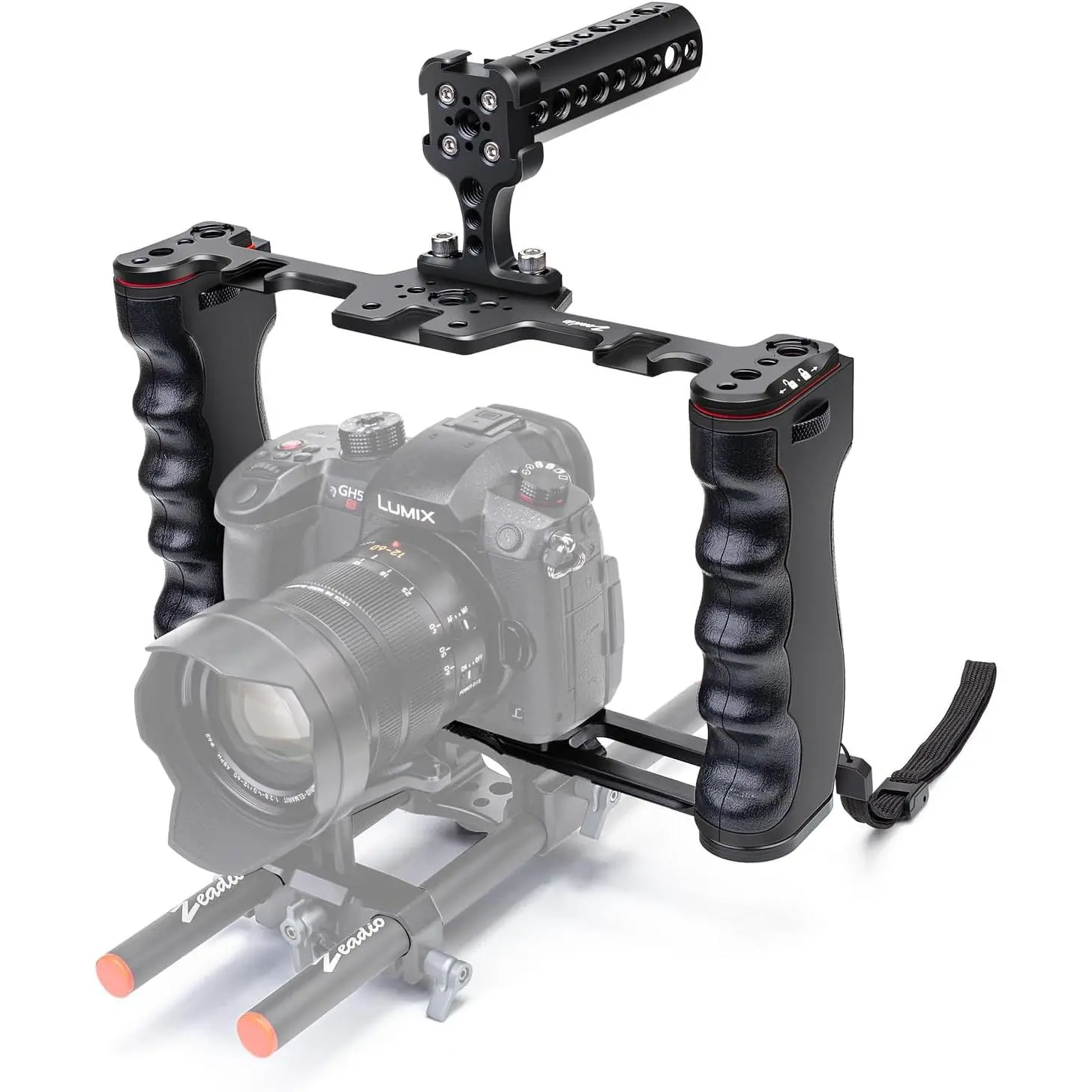 Camera Video Rig Cage, Aluminum Filmmaking Movie Making Kit with Top Handle & Arca Type Base, Compatible with All DSLR Camera and Camcorder