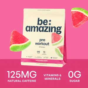Be Amazing Pre Workout Powder | Improve Workout | KSM 66 Ashwagandha | Clean Natural Caffeine Energy | Gluten Free Supplement | Men and Women