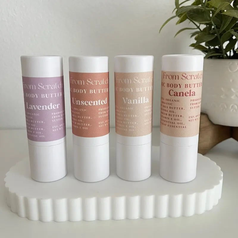 Organic Body Butter Stick – Natural Moisturizer for Dry Skin (Unscented, Lavender, Vanilla, & Canela)
