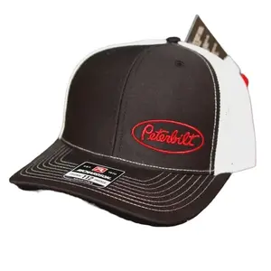 Peterbilt Trucks Richardson 112 Black/White Trucker Cap Hat Snapback Embroidered