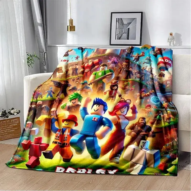 Roblox Cartoon Print Soft Throw Blanket, Cozy Lightweight Bedding Throw for All-Season Use