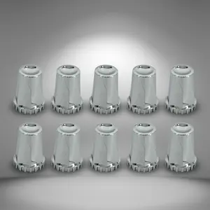 TORQUE Starlight 10 pcs of 33mm Chrome Standart Screw-on Lug Nut Covers for Volvo (VNL) & International & Peterbilt & Kenworth & Mack & Freightliner (Cascadia, Columbia, M2, FLD) Semi Trucks (TR635)