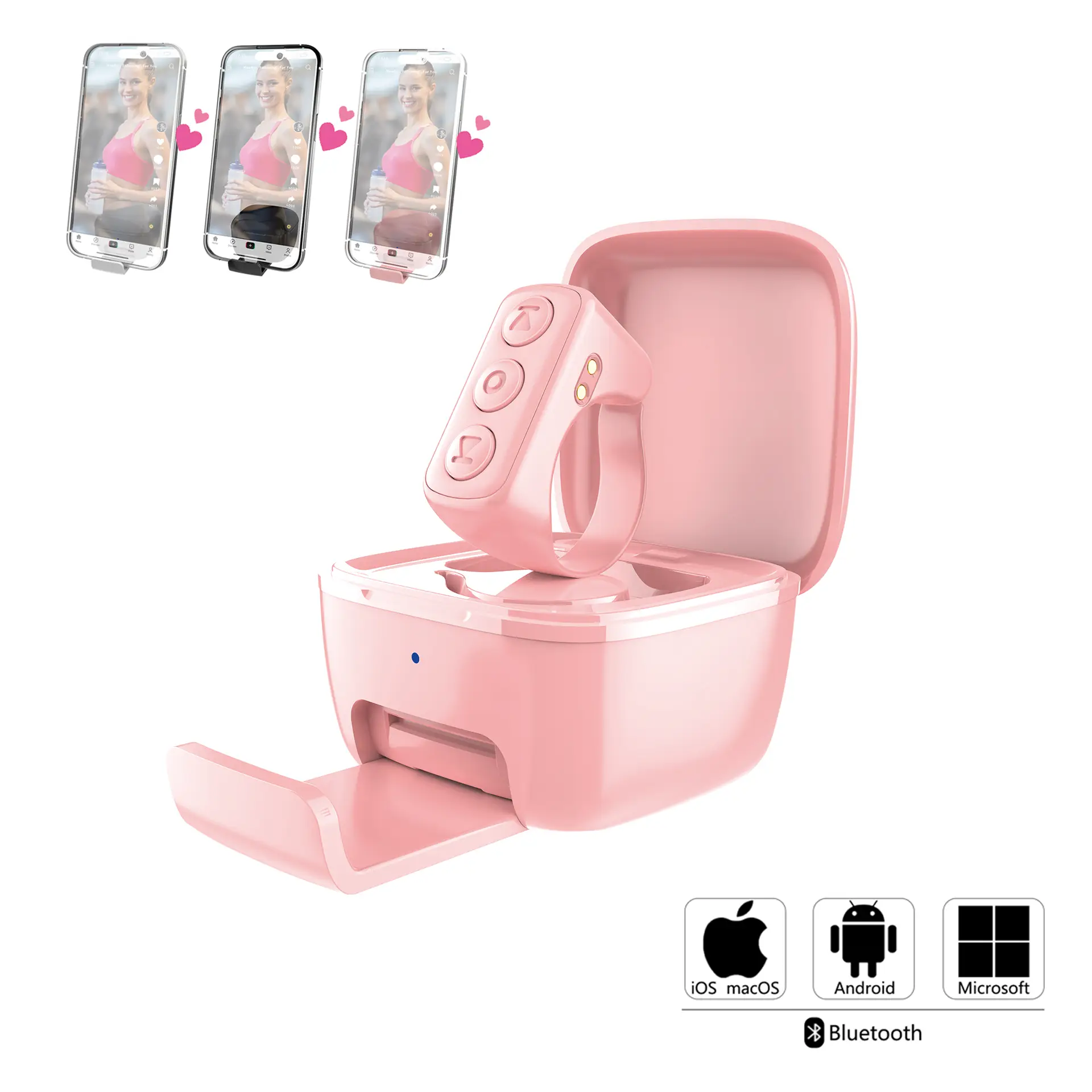 Xring Bluetooth Remote Control Scrolling Ring with Phone Stand Holder Selfie Clicker, Tik_Tok Video Scroller, E-book Page Turner, Music Control, Recha