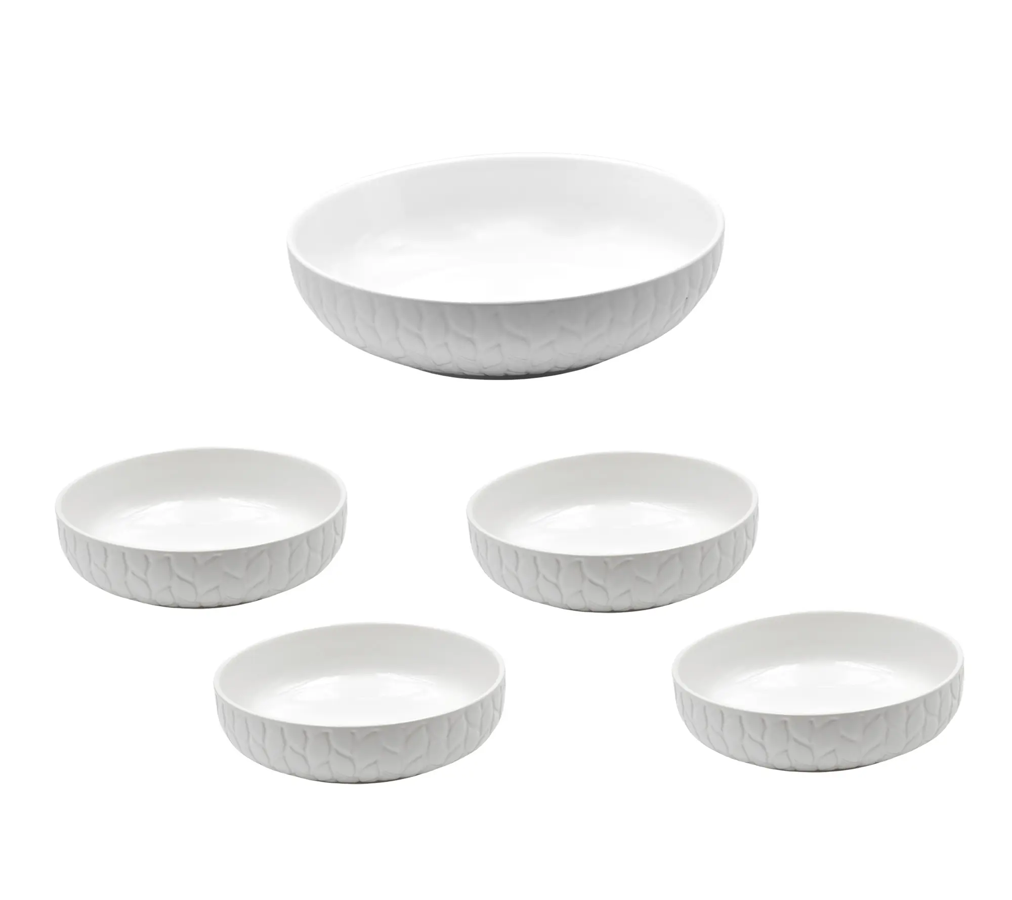 Temp-tations Carved Willow 3.5qt Serving Bowl & (4) 32oz Pasta Bowls Temp-tations Carved Willow 3.5qt Serving Bowl & (4) 32oz Pasta Bowls