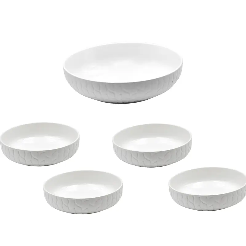 Temp-tations Carved Willow 3.5qt Serving Bowl & (4) 32oz Pasta Bowls