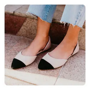 Black and cream pointed flat- Posh
