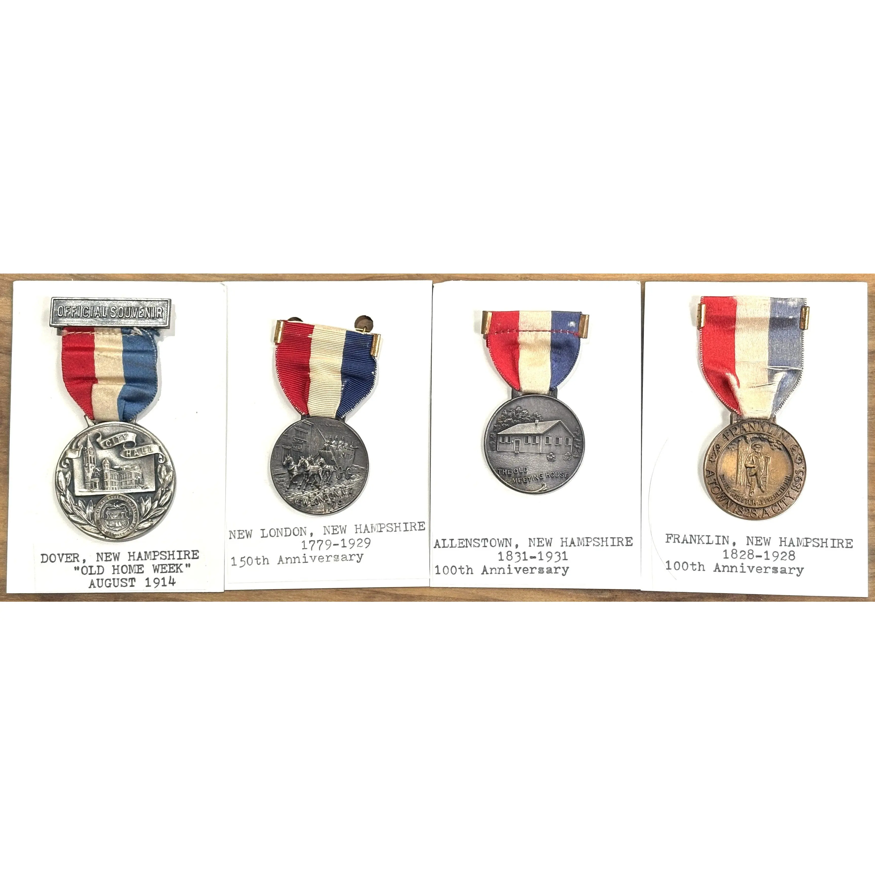 New Hampshire Commemorative Souvenir Town Medals - Antique Anniversary New Hampshire Town Medals 4 to Choose From!!!