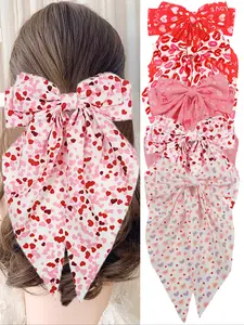 1/5pcs Women's Valentine's Day Hair Clips Set, Love Heart Bow Long Hair Accessories, Party Hair Pins, All-Season Daily Wear, Mother's Day Gift