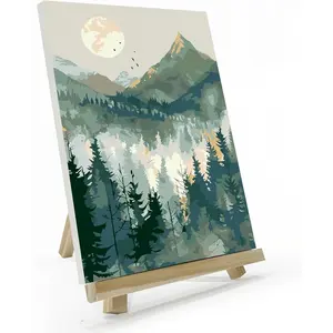 Mountain Paint by Number for Adults, Paint by Numbers Kit for Adults with Frame, DIY Montain Landscape Paint by Numbers Kits for Adults on Canvas, Oil Painting Kit for Home Wall Decor 8 x 12 in