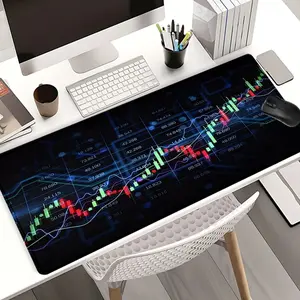 Stock Market Chart Mouse Pads Extra Large Computer Desk Top Mat, Non - Slip Rubber Base & Stitched Edge, Financial Analysis Desk Accessory for Traders, Home & Office Use