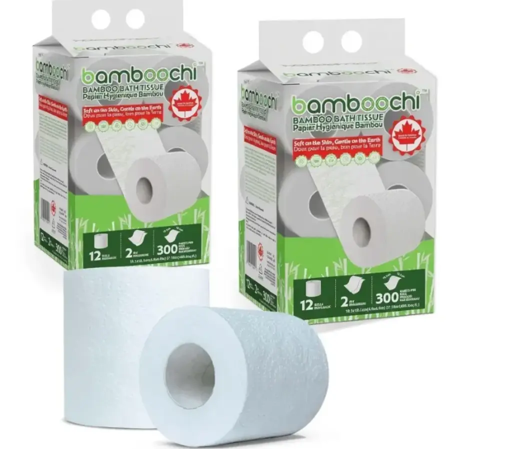 Bamboo Toilet Paper BAMBOOCHI , 24 Rolls - 2-Ply, 600 Sheets per Roll, Soft Unscented, Septic & RV Safe, Eco-Friendly, Chlorine-Free Home Care Supply Natural
