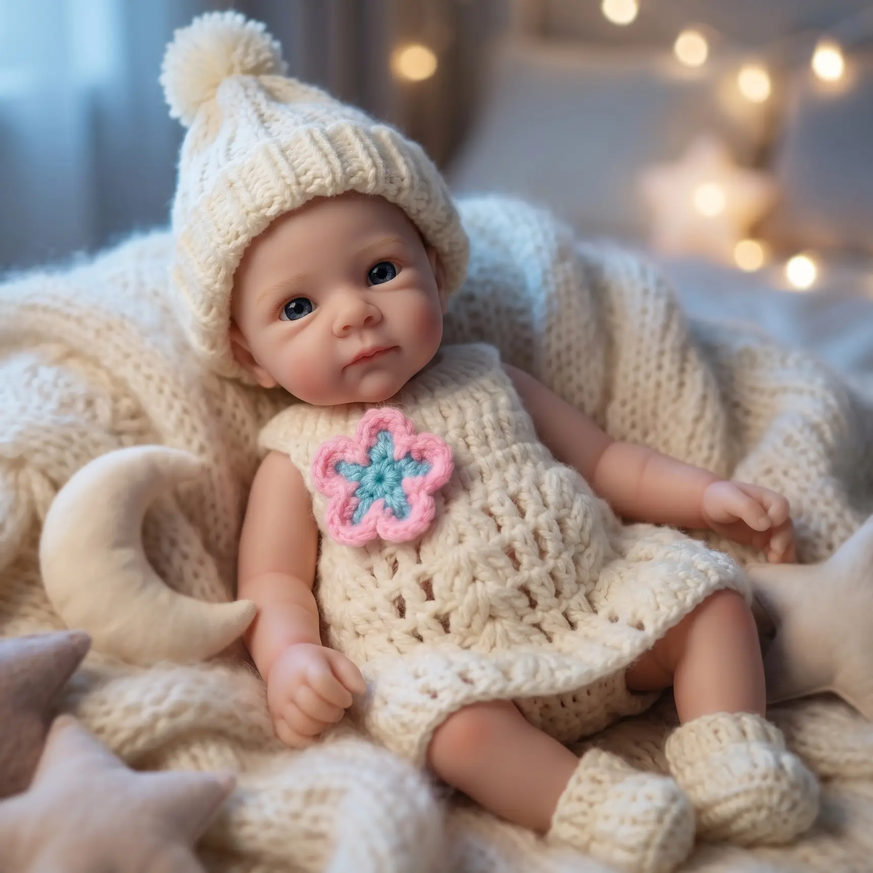 Reborn baby doll 13 Inch Adorable Full Body Silicone Reborn Girl Doll With Skin Handmade Soft Touch Feeling Flexible Lifelike Realistic Baby Reborn Doll For Kids, Gorgeous Doll, Cuddly Doll Gift