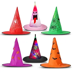 Halloween LED Witch Hat String Lights - 6 Pcs Glowing Hanging Decor for Indoor & Outdoor Party & Yard Décor Safe Durable Energy Efficient Halloween Party Supplies