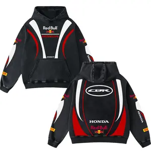 Retro Redbull CBR Racing Washed Hoodie MotorGP World Champion Enthusiast Apparel Streetwear Racing Team Motorcycle Clothing Motorbike Riders Supermotor Off-Road Dirt Bike Fan Gear Cotton For Motor Fan