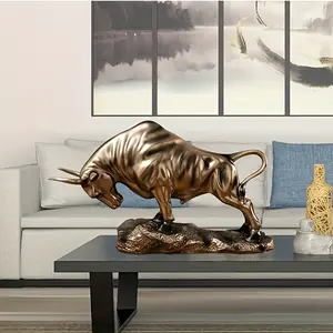 Creative Bull Design Resin Ornament, Modern Desktop Decoration, Home Decor Supplies for Living Room, Bedroom, Office, Bookshelf, Sculpture, Artistic, Animal Design