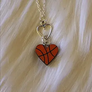 Basketball Heart Pendant Necklace with 18 Inch Chain for Women Perfect Sporty Chic Accessory Unisex Gift