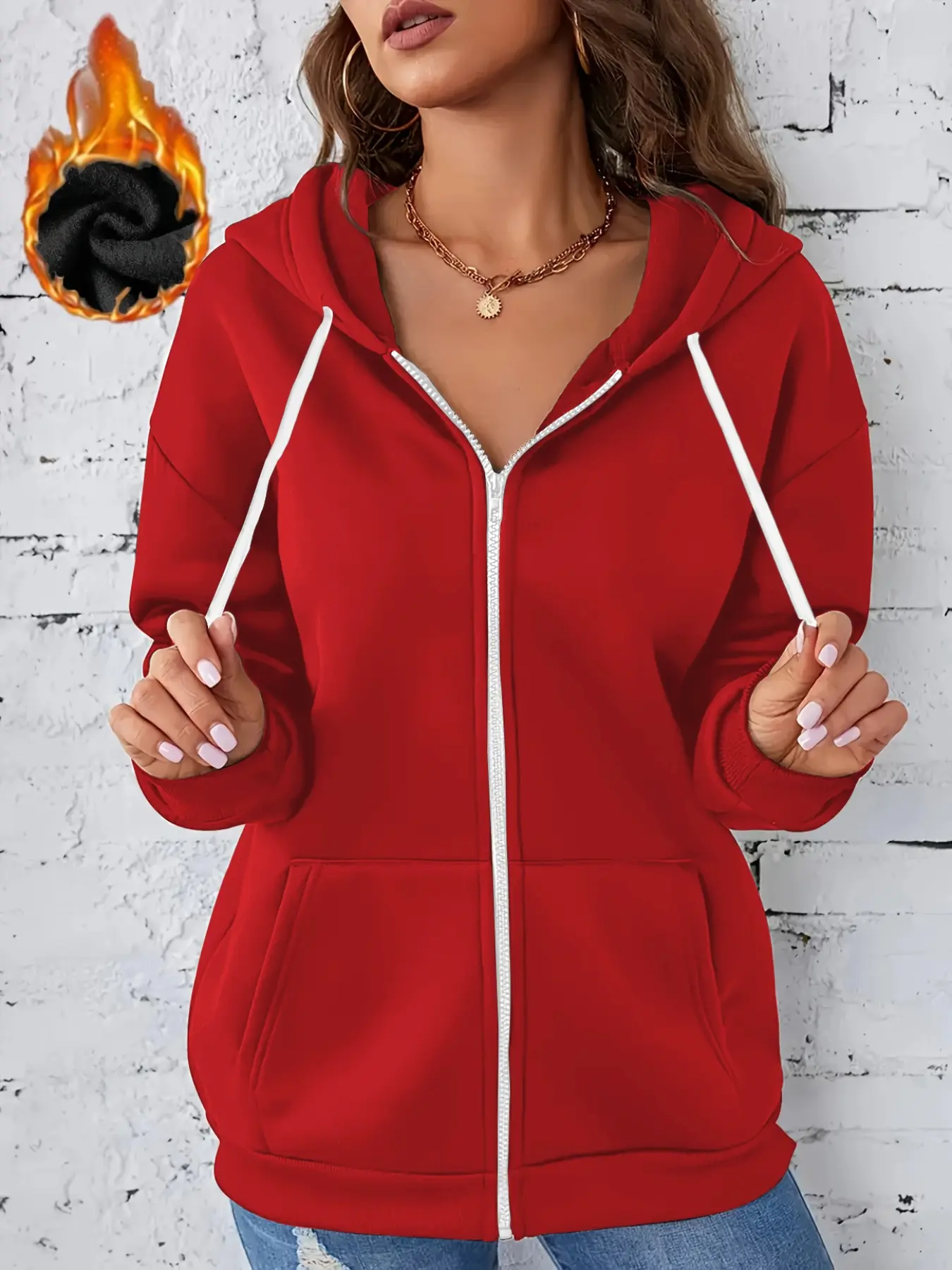 New Fall Winter Ladies Hoodie, Trendy Fitted Zip-Up Knit Sweatshirt with Hood, Comfortable Sportswear for Everyday Wear