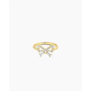gorjana – Fancy Bow Ring – 18K Gold-Plated Ring with White CZ Bow – Feminine, Playful & Elegantly Polished
