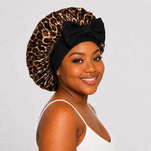Double Layer Satin Bonnet, Soft andBreathable Hair Care Bonnet, AdjustableNight Sleeping Cap, Heatless Styling Tool forWomen Curly Hairstyles, Hair Styling Tools,Hair Products, Mother's Day Gift Pink Haircare Silk