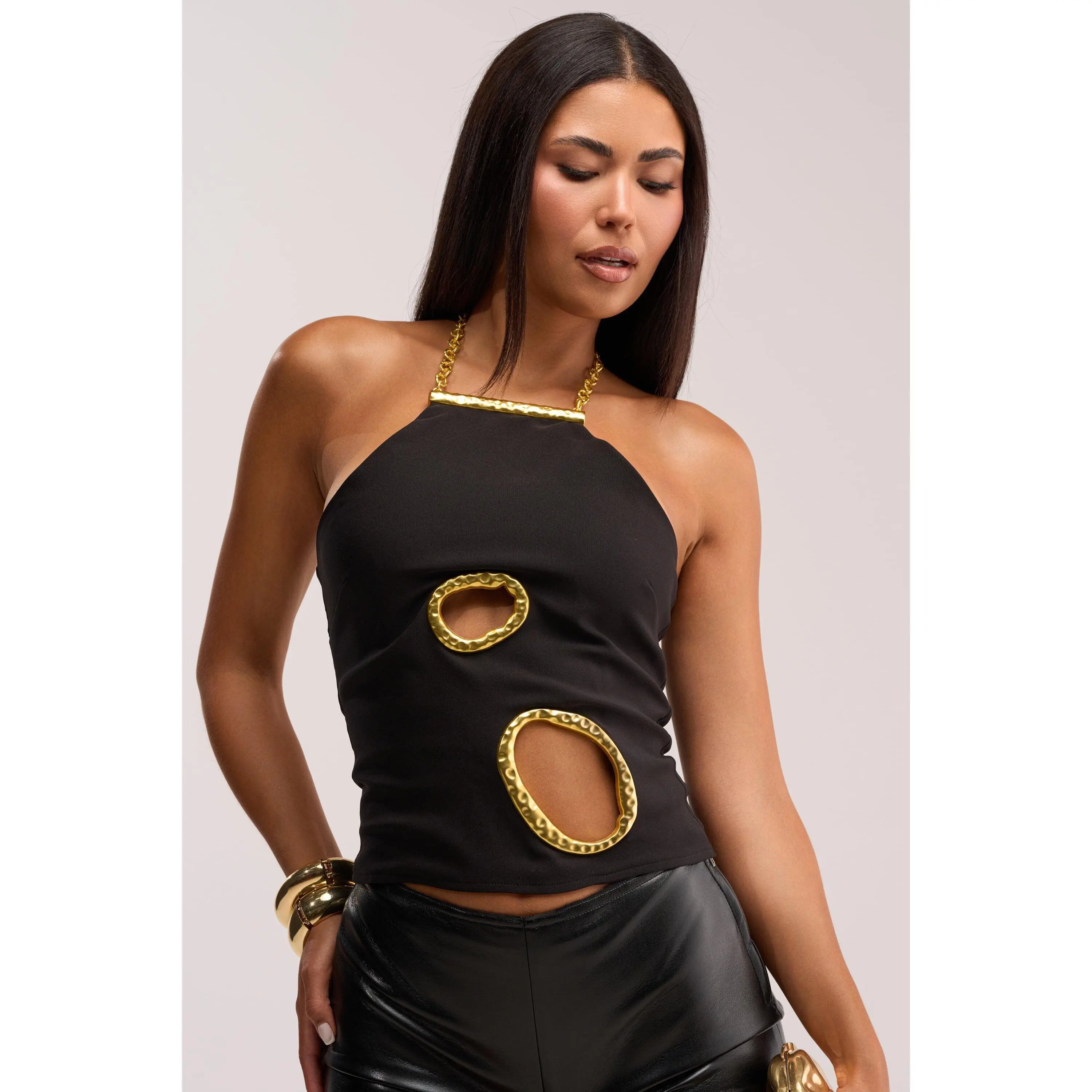 GIANNA CUT OUT HALTER BLOUSE