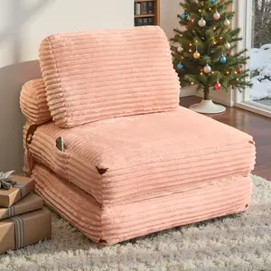XIZZI 36" Foldable Boneless Lounge Sofa Bed, Corduroy Upholstered Sectional, Convertible Sleeper Chair with Pillow Foldable Mattress with Back Support, Portable Fold Out Chair Bed Comfy Floor Couch for Living Room Bedroom