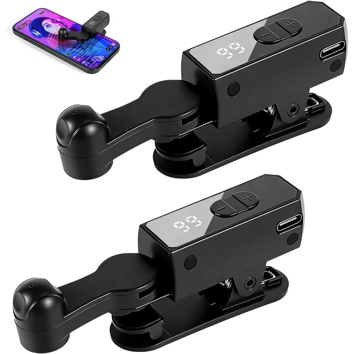 Auto Clicker for , iPad & Android - Rechargeable Screen Tapper for , Live Streams, Likes,  & Repetitive Tasks - 107 Adjustable Speeds for Social Media (Black, 2 count)