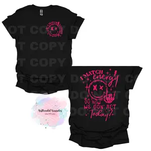 Black I match Energy T-shirt Casual Fabric Top Womenswear