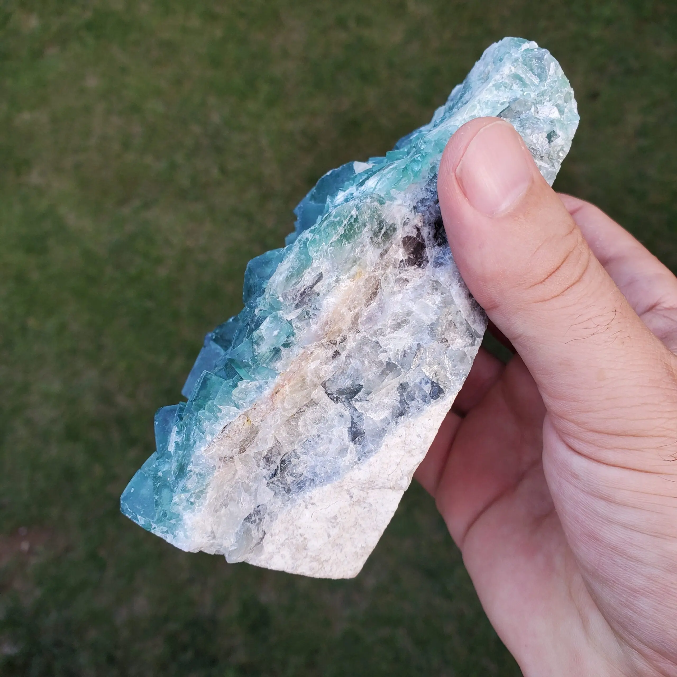 Large Green Fluorite Crystal Cluster – Table Decor