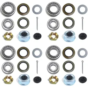 4Sets 7000 LB Boat Trailer Axle Bearing Kits, 25580 14125A Bearing Kits, 21333TB/10-10 Seals,22333TB/10-36 Seals 2.72" Dust Caps and Plugs Cotter Pins for # D42 Spindle