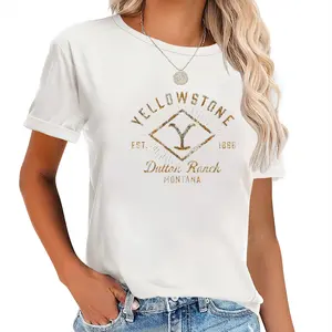 Cotton Short Sleeve Yellowstone Sunburst Logo Dutton Ranch T-Shirt for Men Women Casual Womenswear