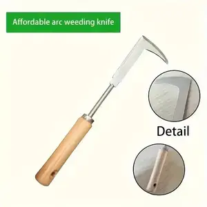 FAOGO Premium 12-Inch Stainless Steel Crack Weeder & Manual Grass Puller. Heavy Duty Garden Weed Removal Tool with Beech Wood Handle for Sidewalks, Driveways, Patio Pavers & Crevice Cleaning.