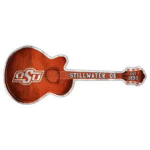 24in Guitar NCAA Oklahoma State University team wall art sign