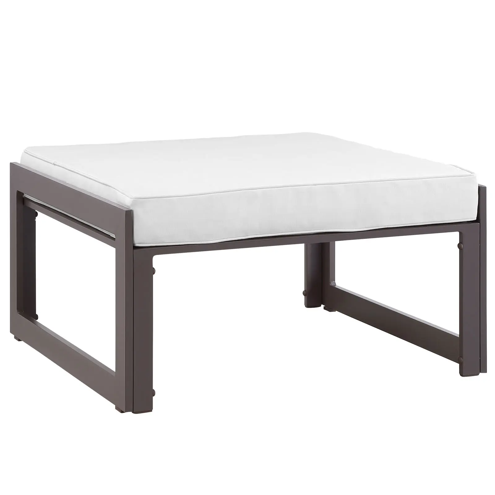 Modway Fortuna Outdoor Patio Stool Ottoman, Brown and White
